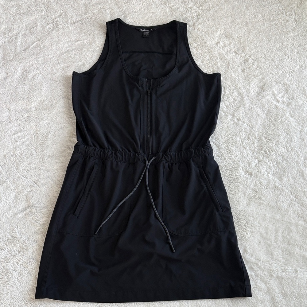 Athleta Expedition Skirt Sleeveless Dress Zip Romper Built in Shorts Black NWOT